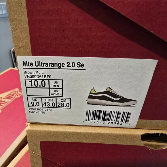 Vans Mte Ultrarange 2.0 Shoes VN000D61BF0 DARK BROWN Mens Size 10 NEW SKATE HIKE - Picture 10 of 16